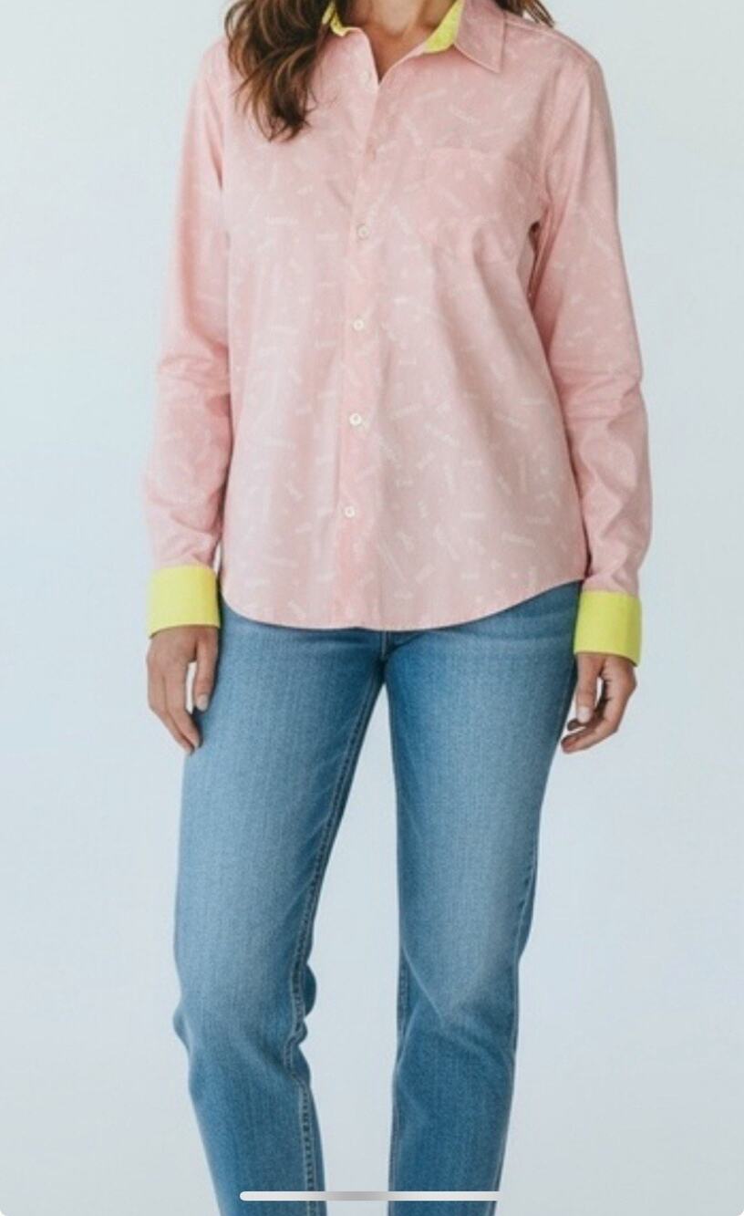 Disney Parks Princess Collection Pink Princess Print Button Shirt Womens M